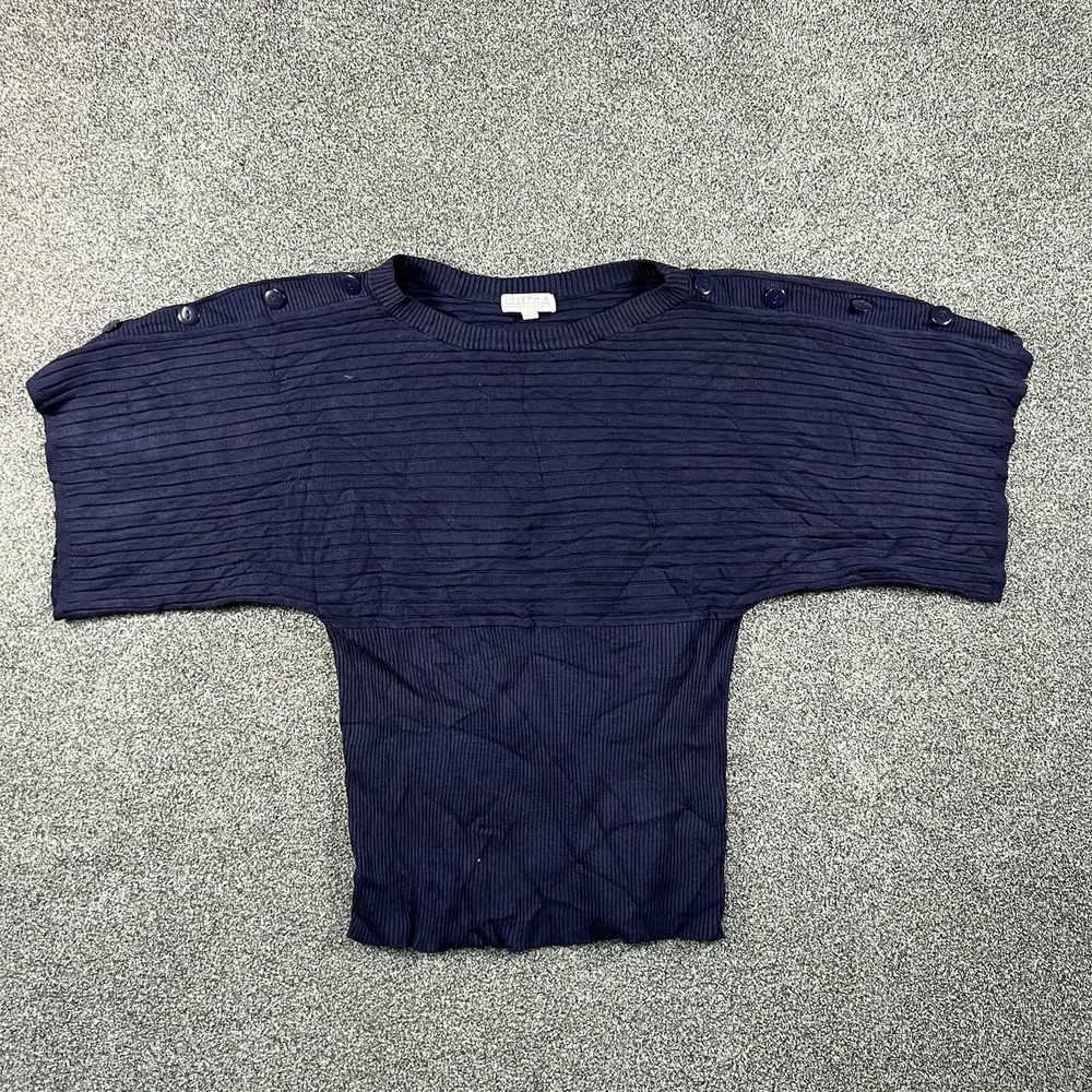 Joseph A Womens Small Navy Blue Dolman Batwing Sleeve Sweater Shoulder Buttons
